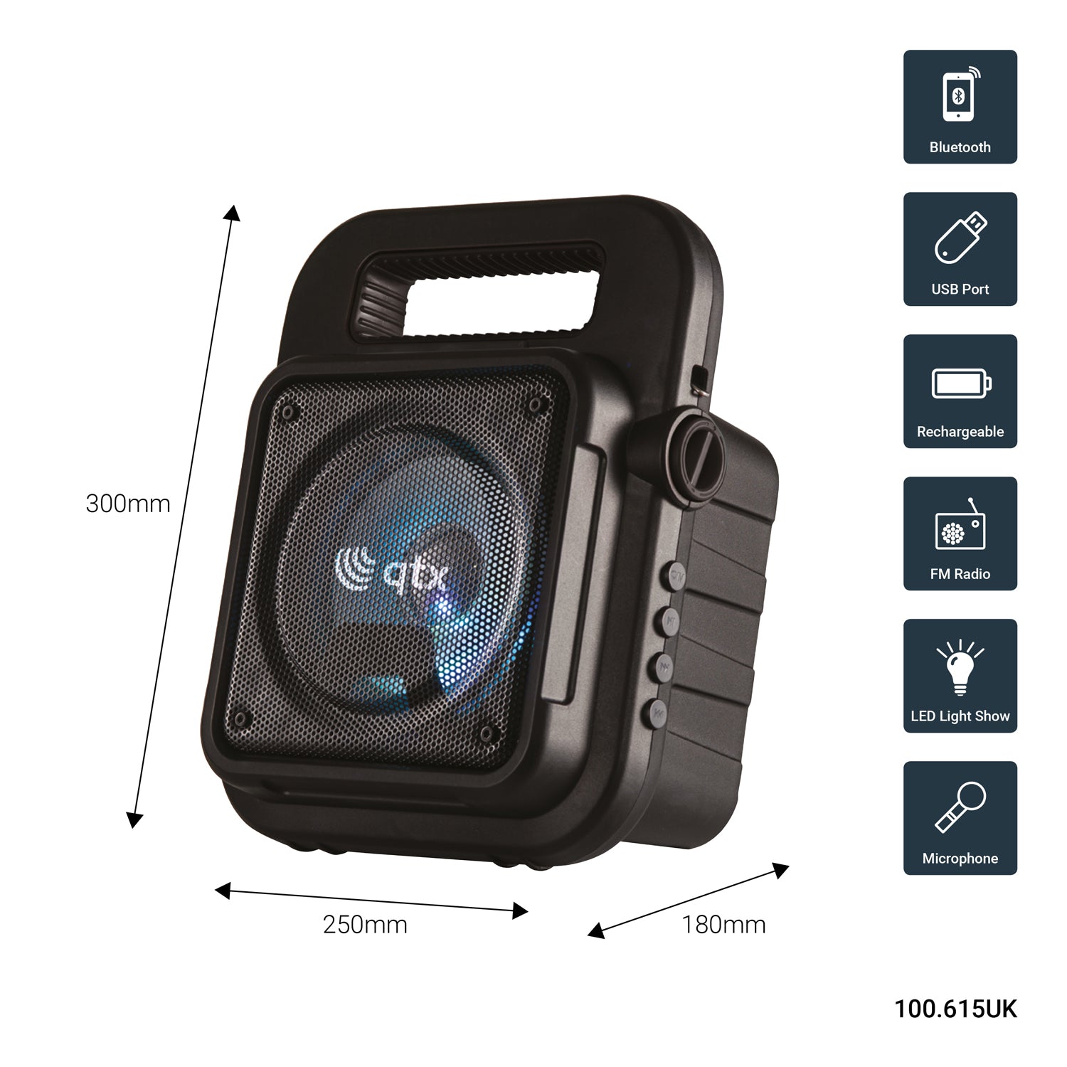 Bærbar Bluetooth Partyhøyttaler m/mikrofon