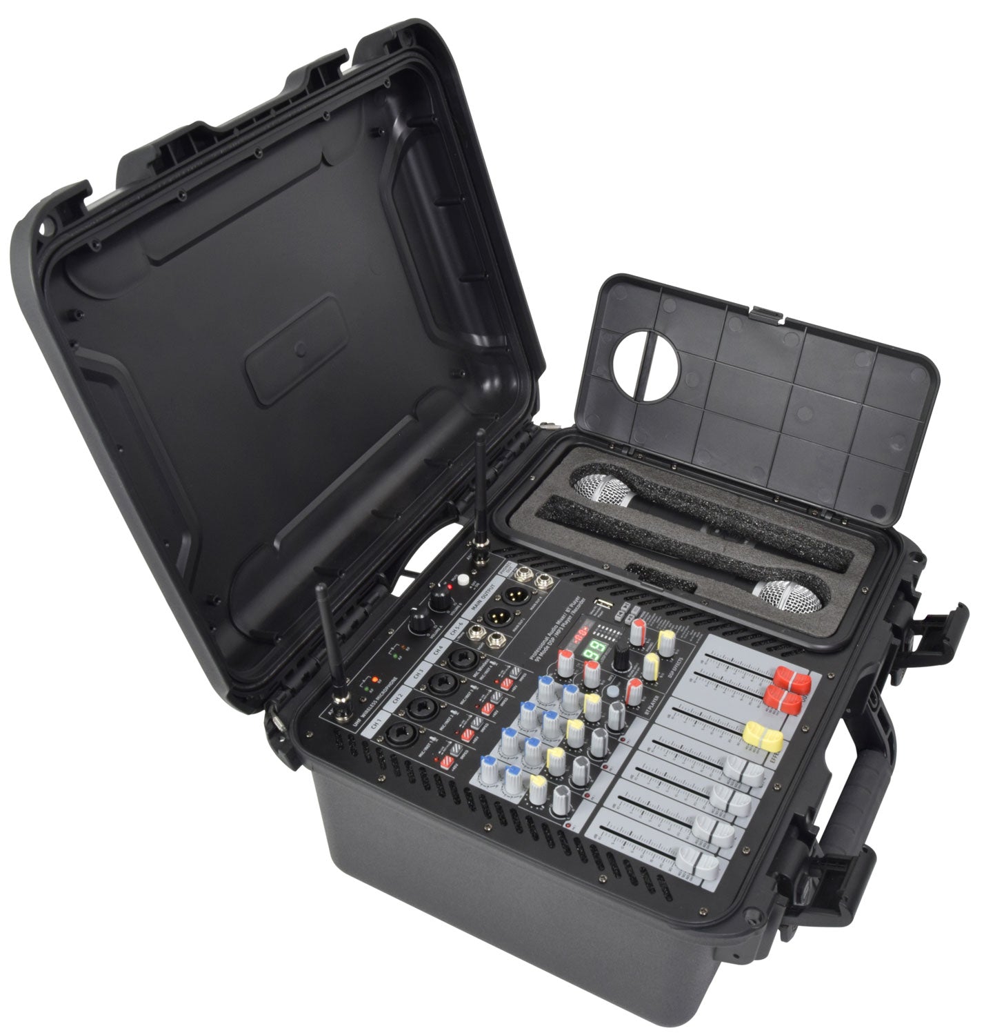 Citronic FLITE-600 Powered Mixer 2 x 300W with 2 UHF Mics + DSP Effects