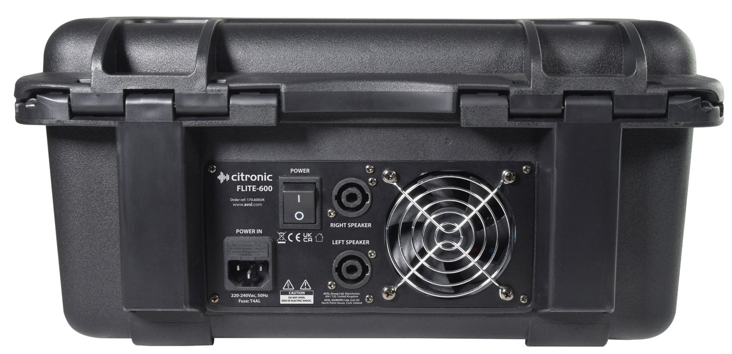 Citronic FLITE-600 Powered Mixer 2 x 300W with 2 UHF Mics + DSP Effects