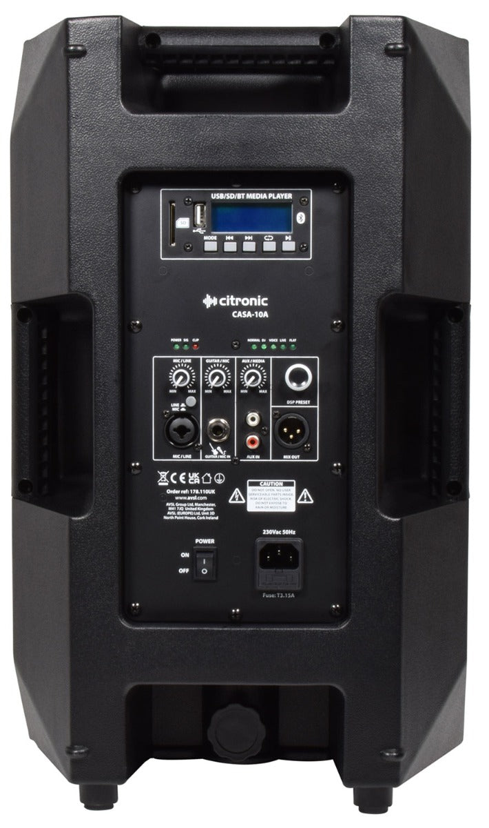 CASA 10"  Aktiv PA Høyttaler m/ DSP, USB/SD og Bluetooth 220W RMS