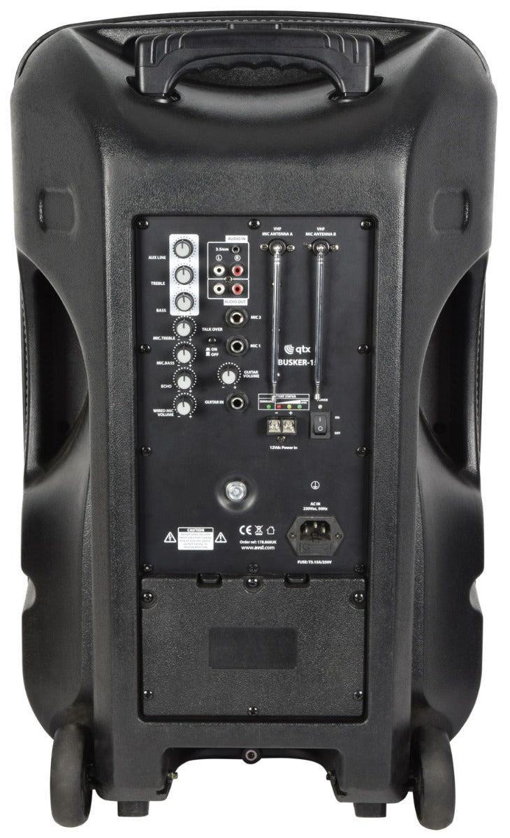 Ladbar 15" PA-Høytaler med Trådløse Mikrofoner, Media Player & Bluetooth®