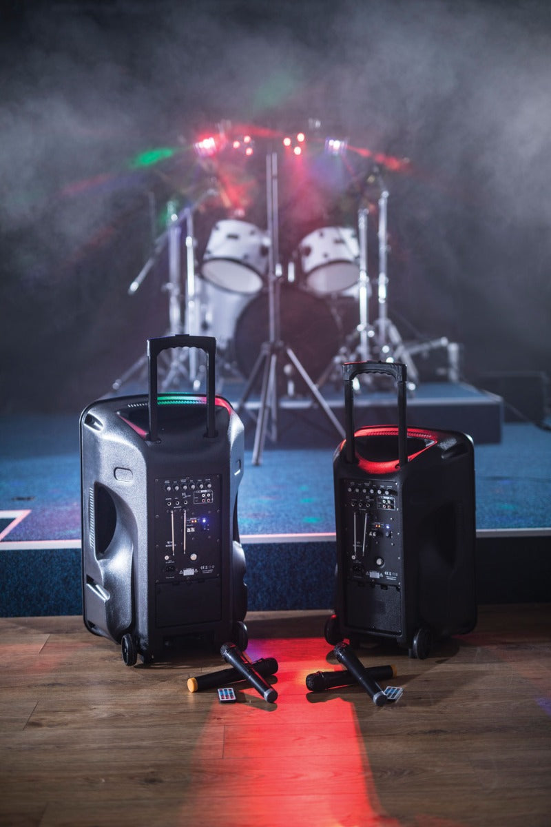 Ladbar 15" PA-Høytaler med Trådløse Mikrofoner, Media Player & Bluetooth®