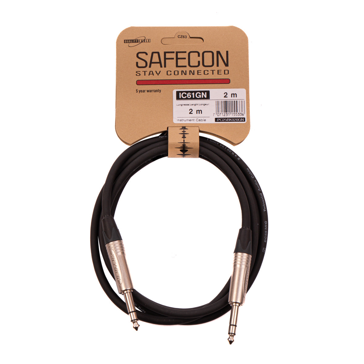 SAFECON IC61 GN 2 m Stereo Jack Neutrik