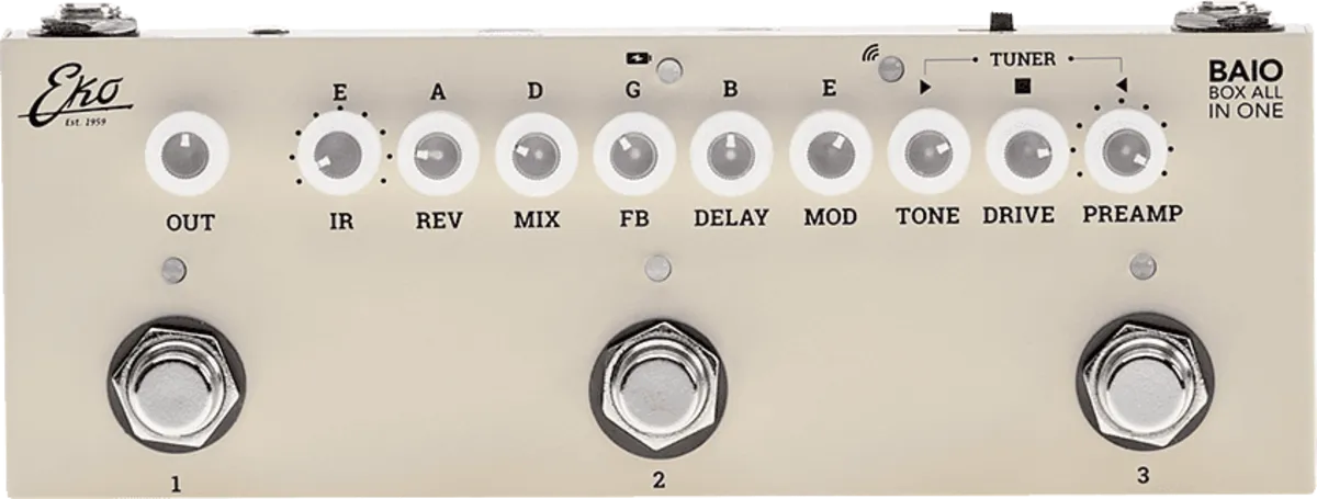EKO MEK BAIO Mini multi -effekt batteri pedal m/ IRs