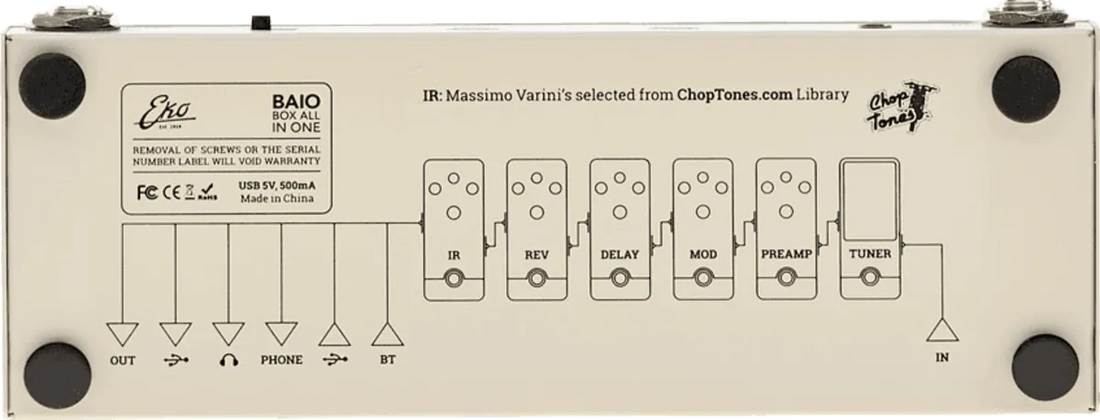 EKO MEK BAIO Mini multi -effekt batteri pedal m/ IRs