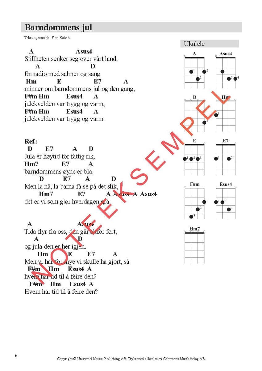 50 julesanger for ukulele og gitar