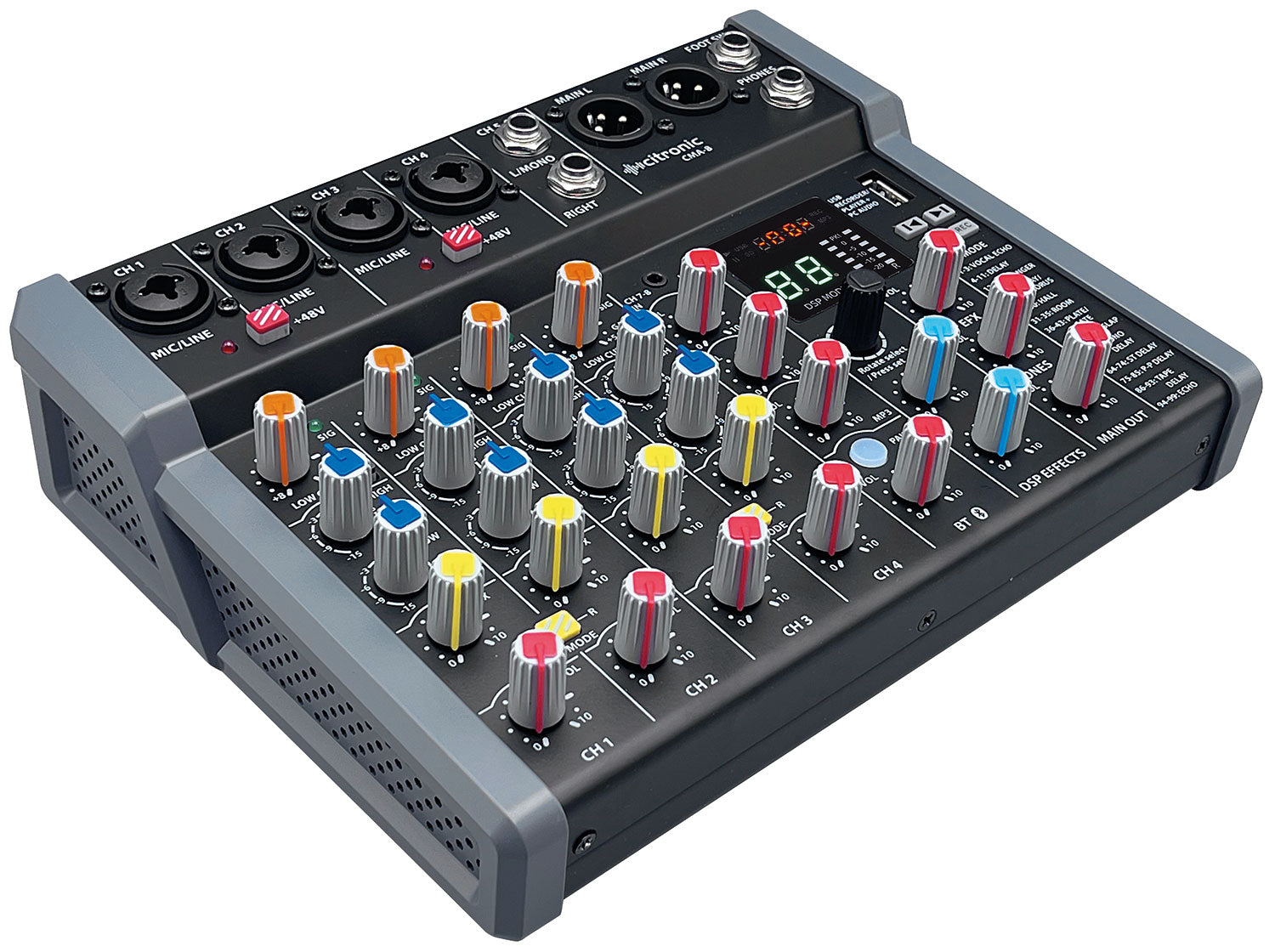 Citronic CMA-8 Kompakt Mikser med DSP, USB Play/Record/PC and Bluetooth 4 mono + 2 stereo
