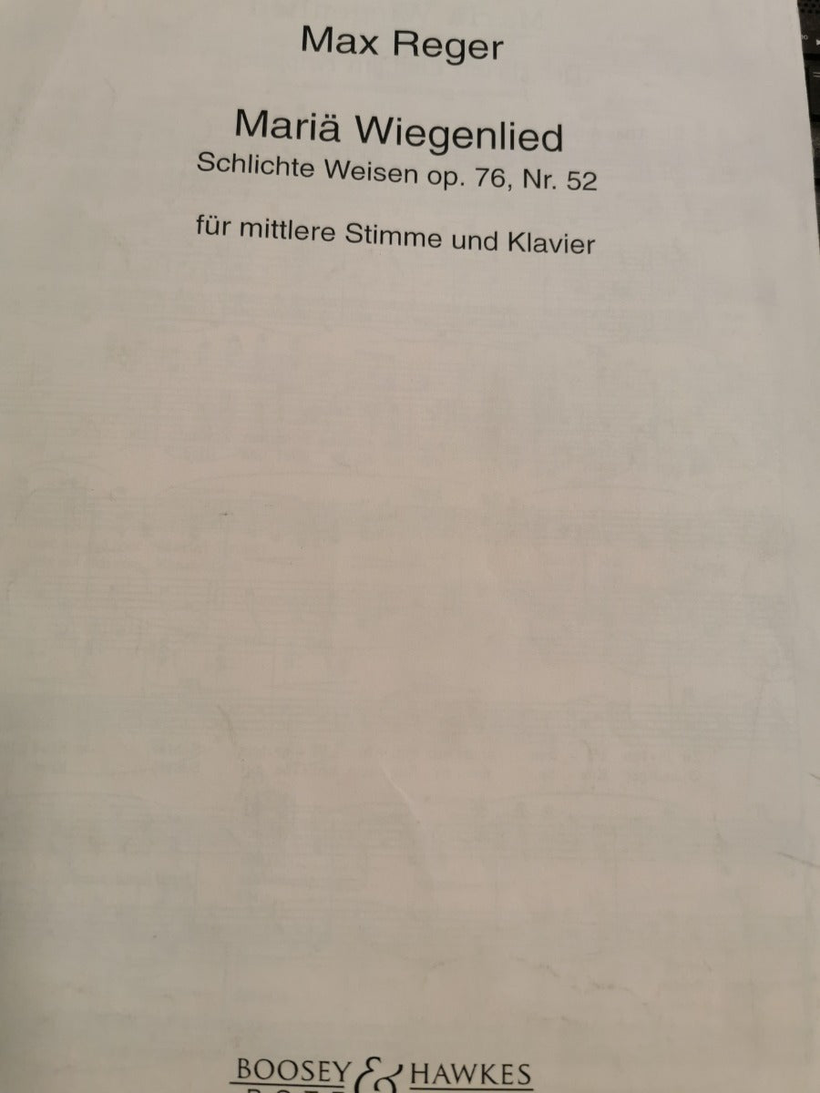 Max Reger: Mariä Wiegenlied - Schlichte Weisen op.76 nr.52 für mittlere Stimme und Klavier