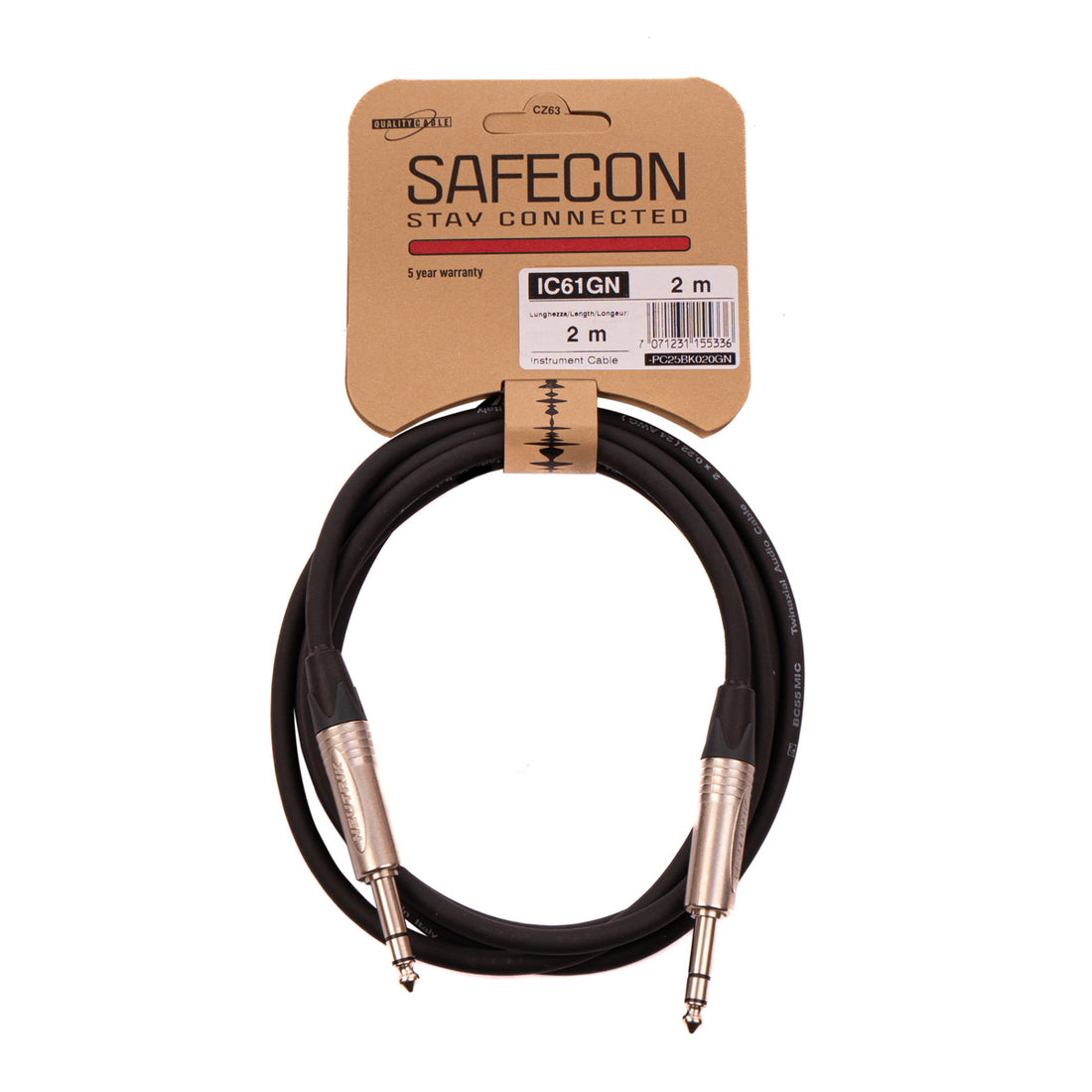 SAFECON IC61 GN 2 m Stereo Jack Neutrik