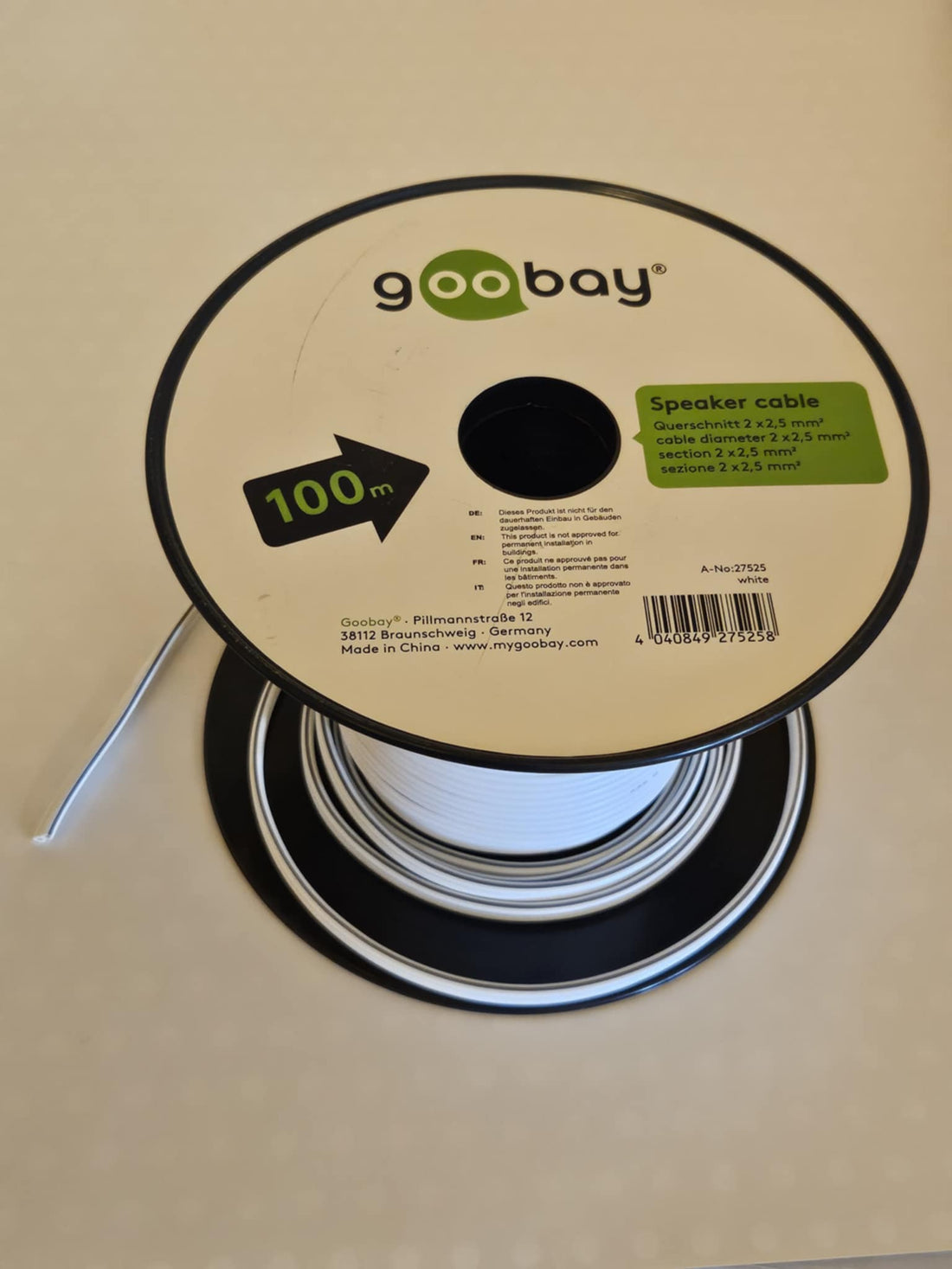 Høyttalerkabel 2x2.5mm2 Hvit (pris pr. meter)
