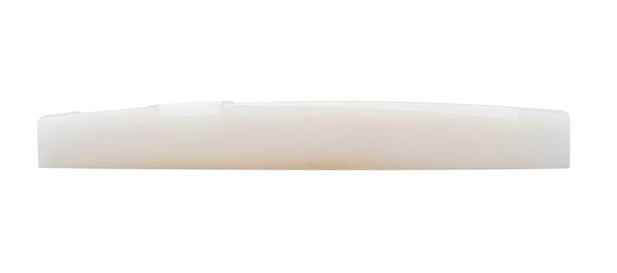 Bridge saddle, unbleached bone, 77,5x10x2,7mm, folk, 14&quot; arched