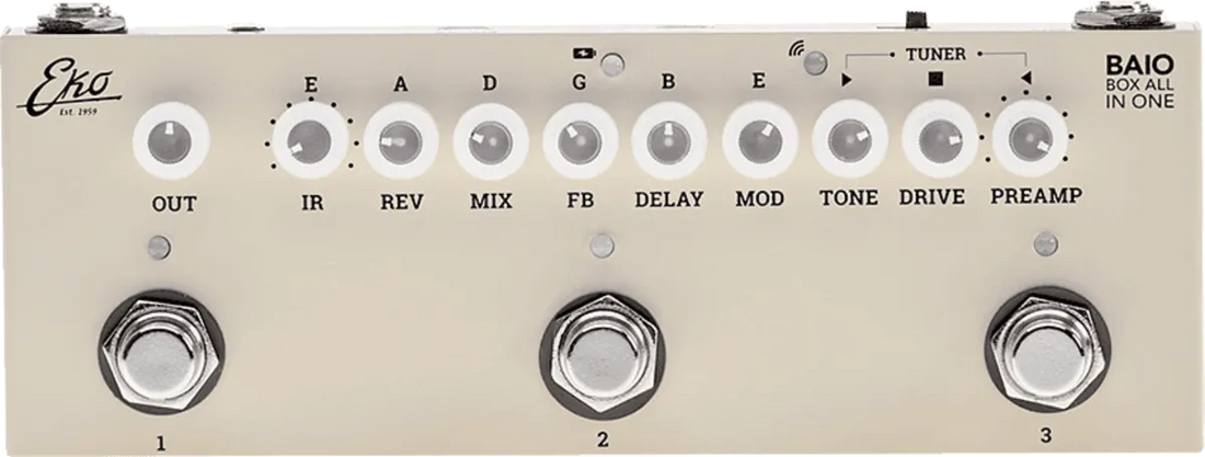 EKO MEK BAIO Mini multi -effekt batteri pedal m/ IRs