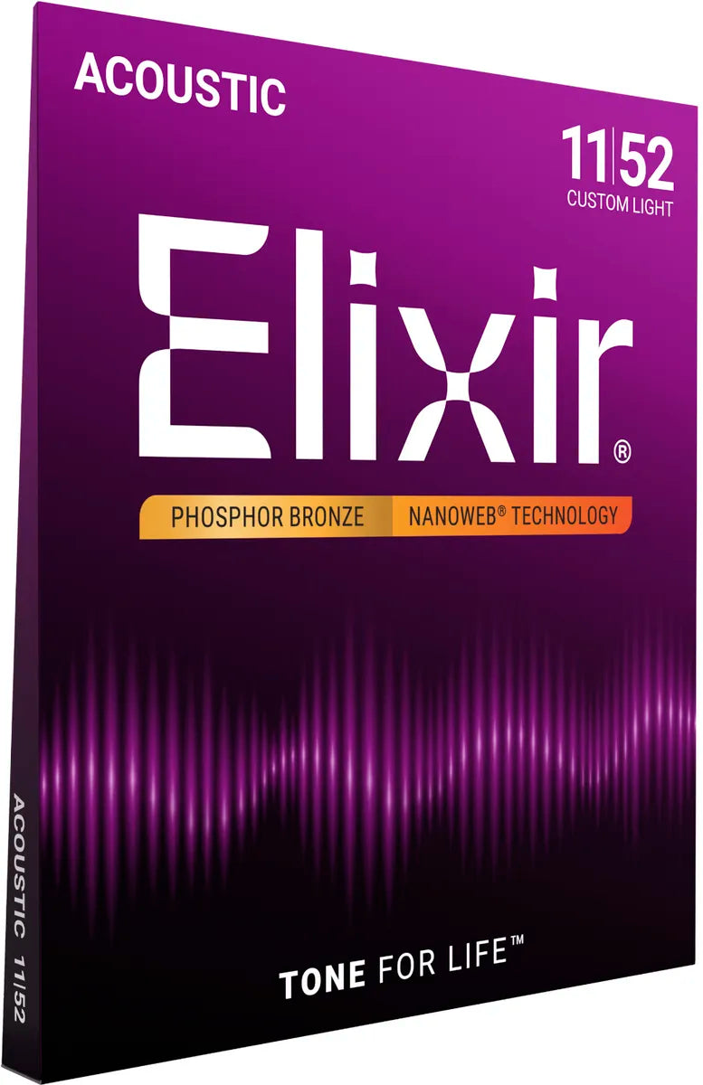 ELIXIR NANOWEB PHOSPHOR BRONZE NANOWEB® Custom Light 11-52. Strenger til Akustisk gitar.