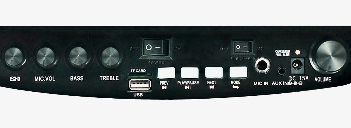 12" Partyhøyttaler m/Lys og 2xTrådløse mikrofoner