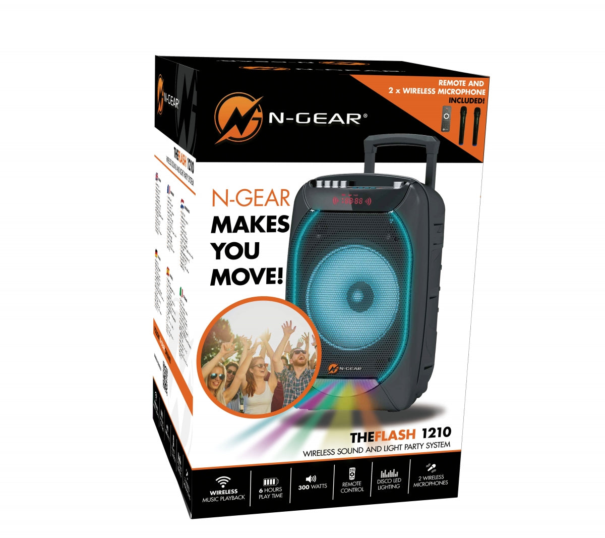 12" Partyhøyttaler m/Lys og 2xTrådløse mikrofoner