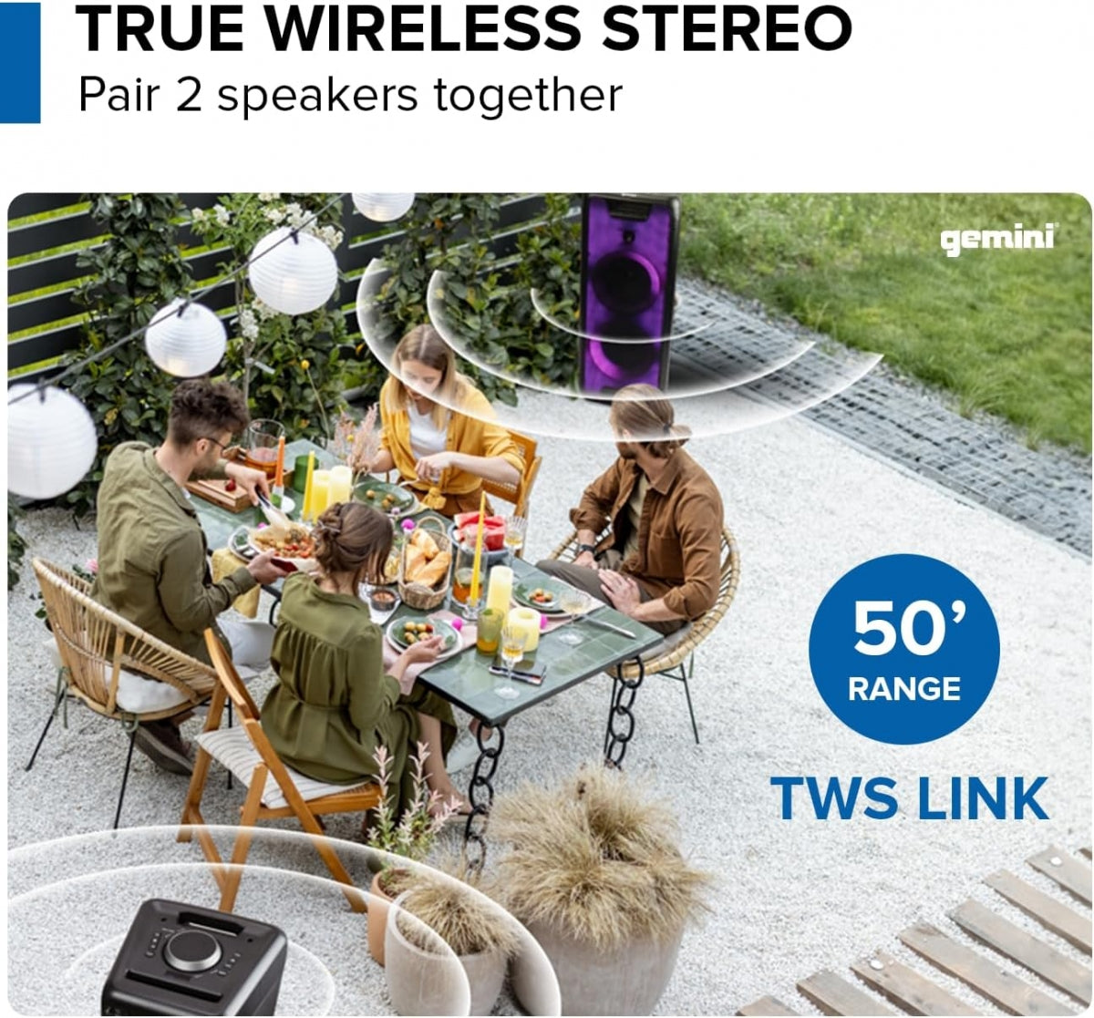 Gemini GLS-880 Oppladbar høyttaler med LED-Lys