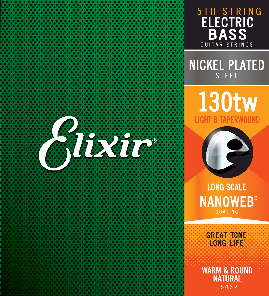 Elixir 15432 5th Medium 130 Taper Wound Enkel bass streng