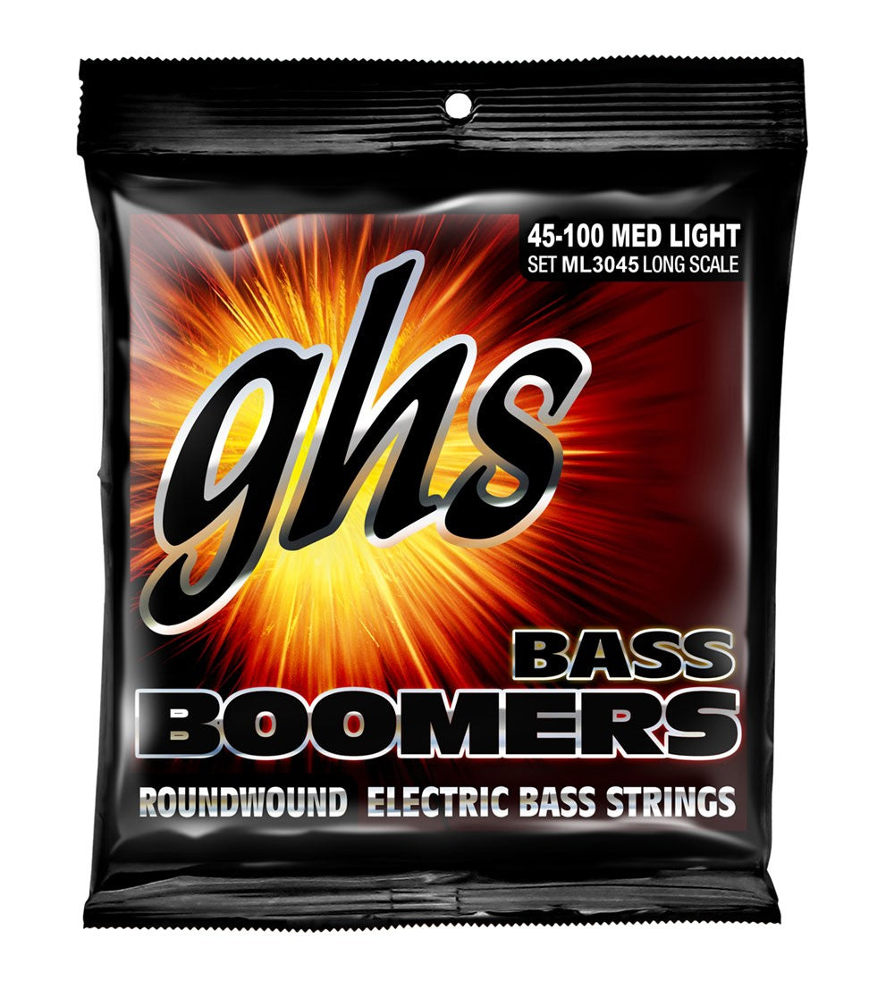 GHS ML3045 BASS. BOOMERS. STD LNG. MEDIUM LIGHT. DYB45-DYB100. Strengesett til elektrisk bass.